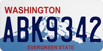 WA license plate ABK9342