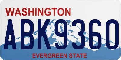 WA license plate ABK9360