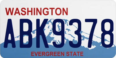 WA license plate ABK9378
