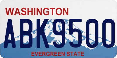WA license plate ABK9500