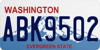 WA license plate ABK9502