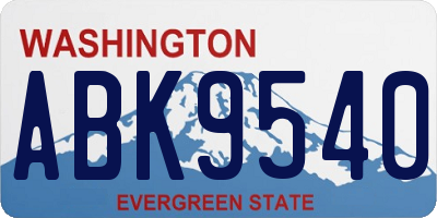 WA license plate ABK9540