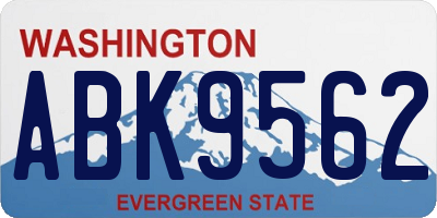 WA license plate ABK9562