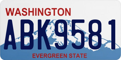 WA license plate ABK9581