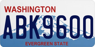 WA license plate ABK9600