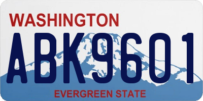 WA license plate ABK9601