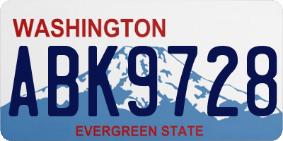 WA license plate ABK9728