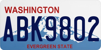 WA license plate ABK9802