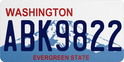 WA license plate ABK9822