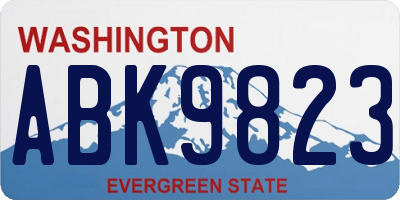 WA license plate ABK9823