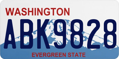 WA license plate ABK9828