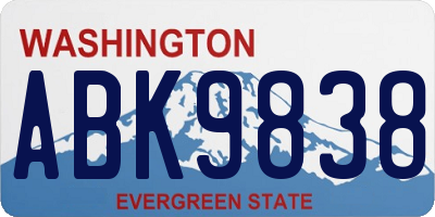 WA license plate ABK9838
