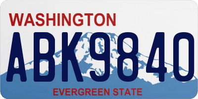 WA license plate ABK9840