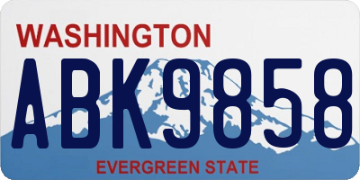 WA license plate ABK9858