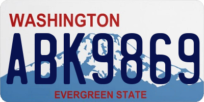 WA license plate ABK9869
