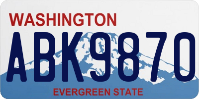 WA license plate ABK9870