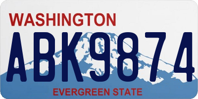 WA license plate ABK9874