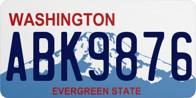 WA license plate ABK9876
