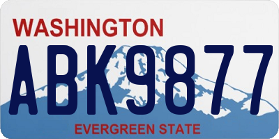 WA license plate ABK9877