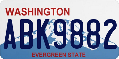 WA license plate ABK9882