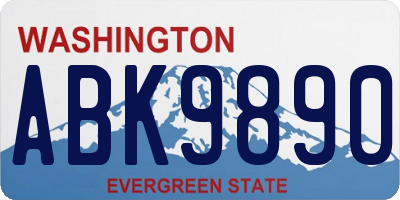 WA license plate ABK9890