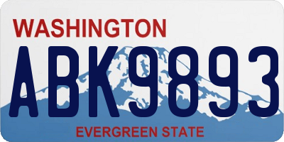 WA license plate ABK9893