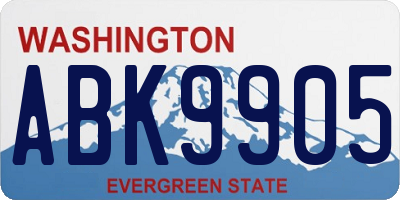 WA license plate ABK9905
