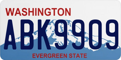 WA license plate ABK9909