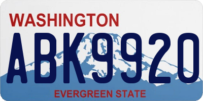 WA license plate ABK9920