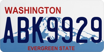 WA license plate ABK9929