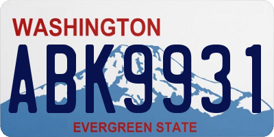 WA license plate ABK9931