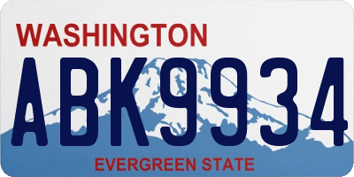 WA license plate ABK9934