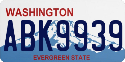 WA license plate ABK9939