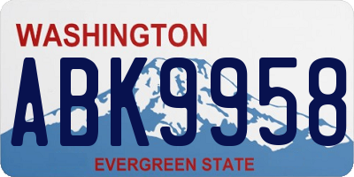 WA license plate ABK9958
