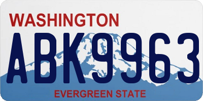 WA license plate ABK9963