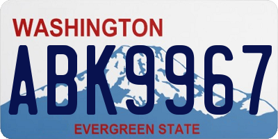 WA license plate ABK9967