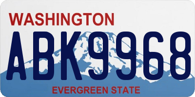 WA license plate ABK9968