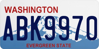 WA license plate ABK9970