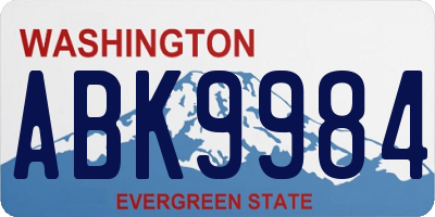 WA license plate ABK9984