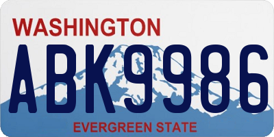 WA license plate ABK9986