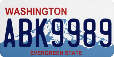 WA license plate ABK9989
