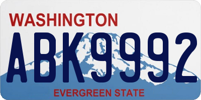 WA license plate ABK9992