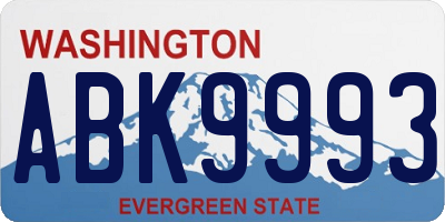 WA license plate ABK9993