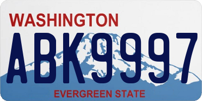 WA license plate ABK9997