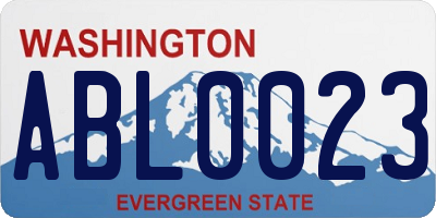 WA license plate ABL0023
