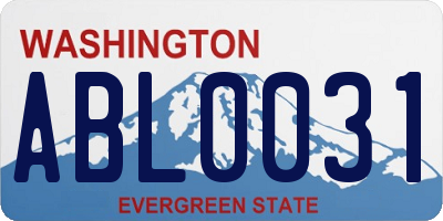 WA license plate ABL0031