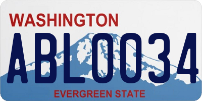 WA license plate ABL0034