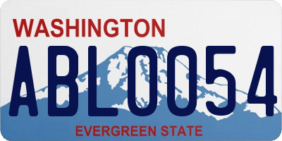 WA license plate ABL0054
