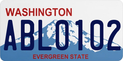 WA license plate ABL0102