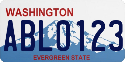 WA license plate ABL0123